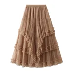 Slimming Multi-layer High-grade Gauze Skirt High-grade Skirt - Khaki