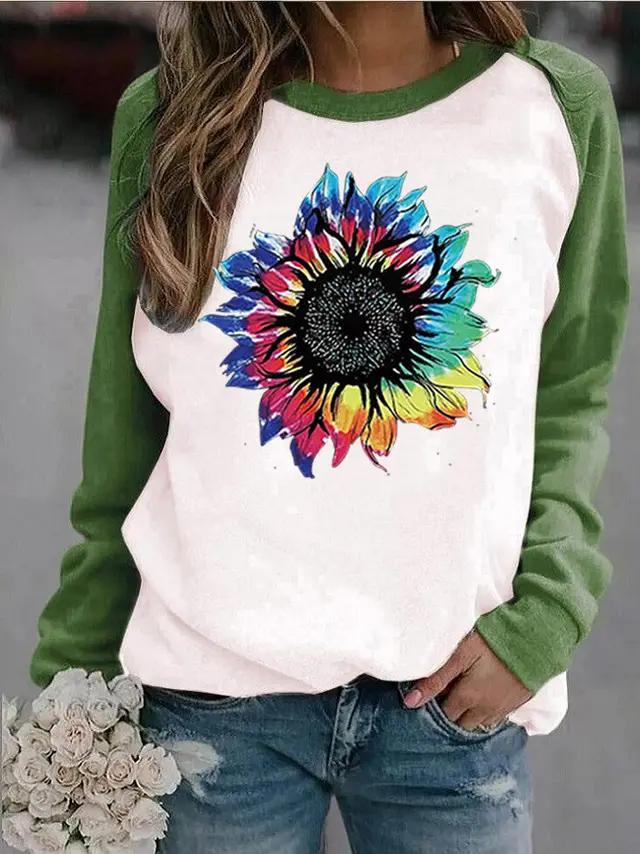 Winter New Raglan Pullover Leisure Printed Fleece Hoodie Green - Shop at LoveMi
