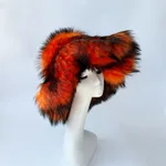 Warm Environmental Protection Fur Raccoon Fur Thickened Autumn And Winter Personalized Punk Hat - Orange - View 1