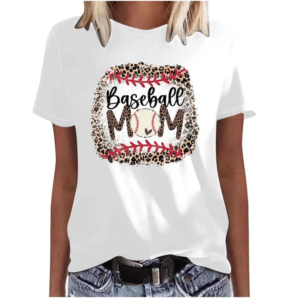Mother's Day Baseball Women's Various Styles Loose-fitting Pullover Round-neck Short-sleeved T-shirt - 47449