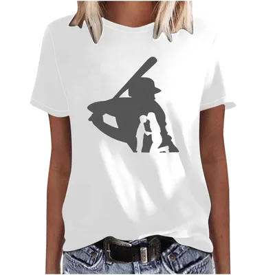 Mother's Day Baseball Women's Various Styles Loose fitting Pullover Round neck Short sleeved T shirt 47451 S - Shop at LoveMi