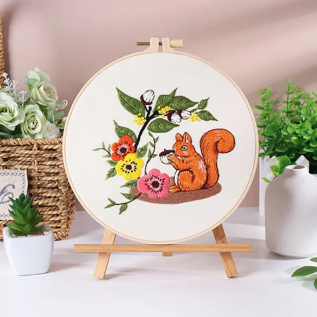 Handmade Embroidery Material Package Squirrel Owl Fox Cat Elk Squirrel - Shop at LoveMi