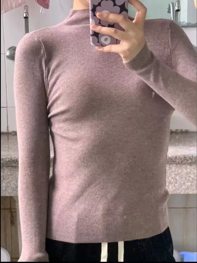 Female Autumn And Winter Wild Half Turtleneck Bottoming Shirt Mocha - Shop at LoveMi
