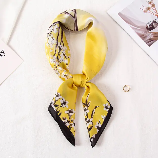 All matching Imitated Silk Scarves Decoration Branch Small Flower Yellow - Shop at LoveMi