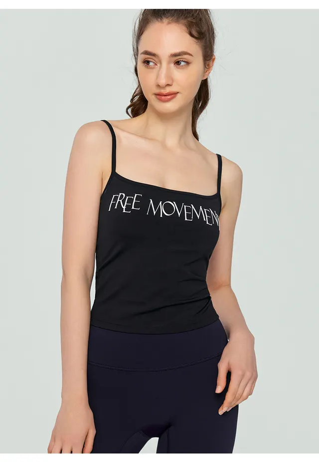 Women's One piece Chest Pad Thin Solid Color Workout Top Vest Black - Shop at LoveMi