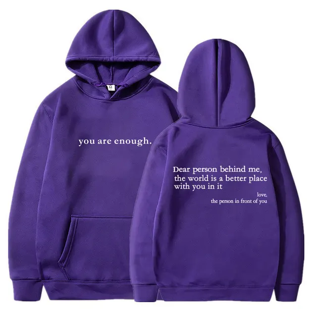 Women's Brushed Hoody Plain Letters Purple And White Characters - Shop at LoveMi