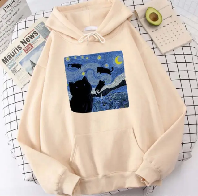 European And American Cartoon Printed Hoodie Fashion Fleece Sweatshirt Casual Beige - Shop at LoveMi
