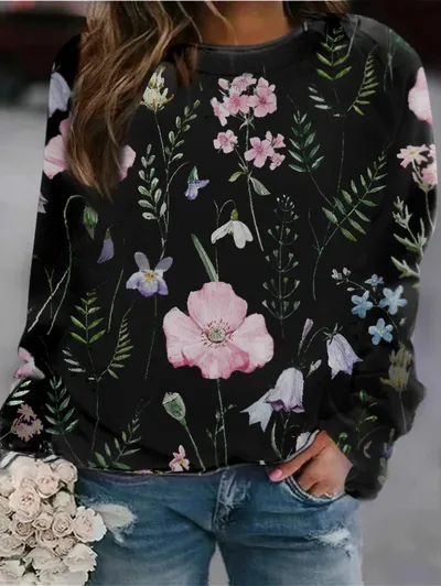 3D Round Neck Sweater Women's Fresh Flower Figure Ffy23050601 8 4Xl - Shop at LoveMi