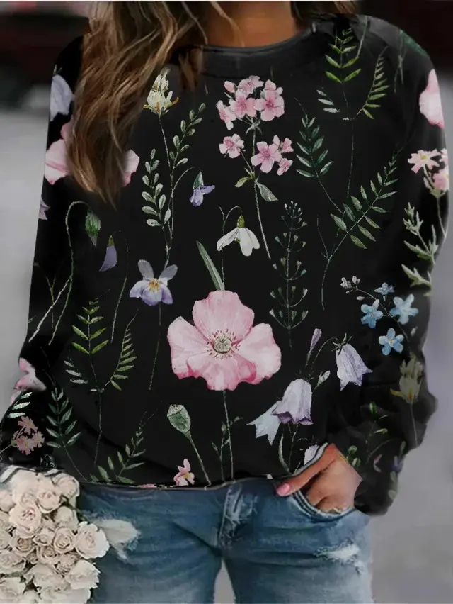 3D Round Neck Sweater Women's Fresh Flower Figure Ffy23050601 8 - Shop at LoveMi