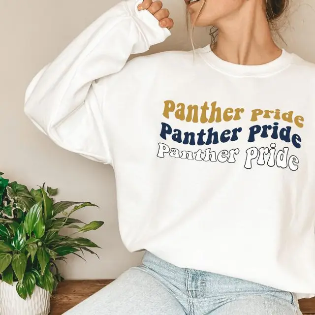 European And American Letters Digital Printing Proud Panther Sweatshirt White - Shop at LoveMi