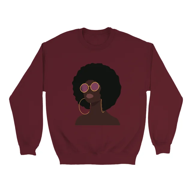 European And American Digital Printed Round Neck Sweatshirt Wine Red - Shop at LoveMi