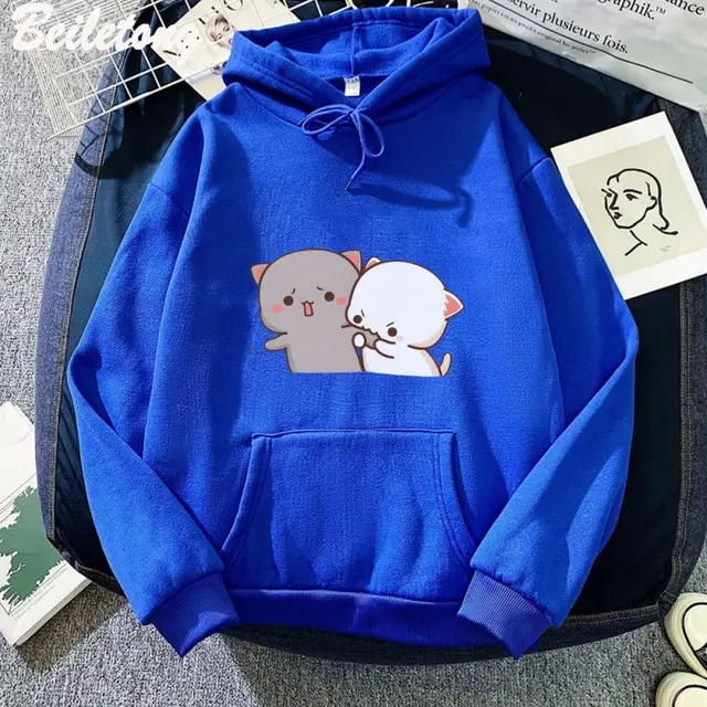 Women's Cartoon Printed Casual Hoodie Dark Blue - Shop at LoveMi