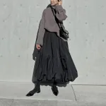 Spring Loose Puffy A- Line Lantern Dress - Black
