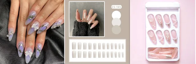 Beige Rectangular Fake Nail Tip Set - Shop at LoveMi