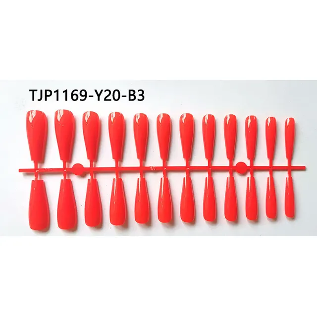 Ultra Long Pointed Solid Color Strip Wear Nail Tip Semi finished Nails Bright Oil Fake Nail Patch Tjp1169 Y20 B3 Positive Red - Shop at LoveMi