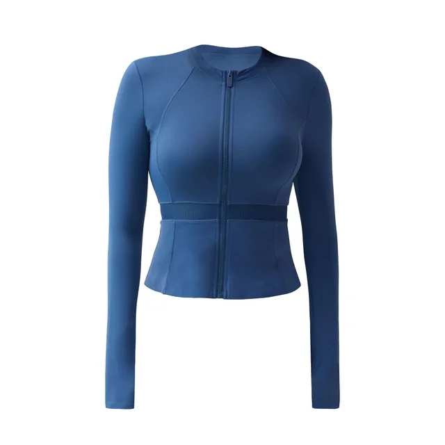 Women's Sports Top Yoga Clothes Coat Deep Army Blue - Shop at LoveMi