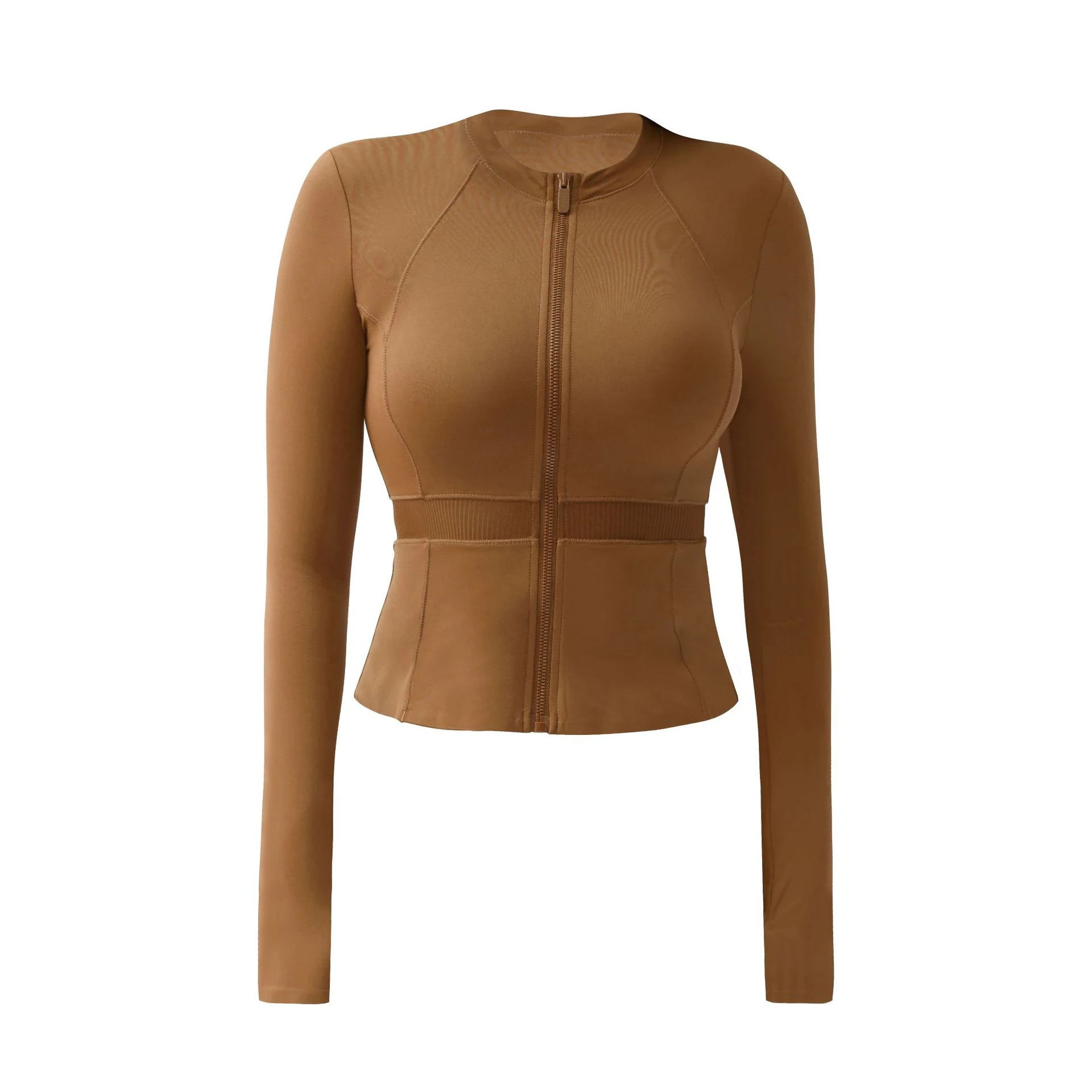 Women's Sports Top Yoga Clothes Coat - Vintage Brown - View 1