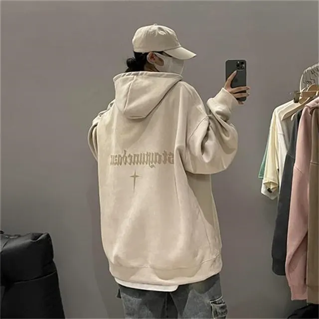 Burgundy Suede Hoodie With Men's Extra Fleece Beige - Shop at LoveMi