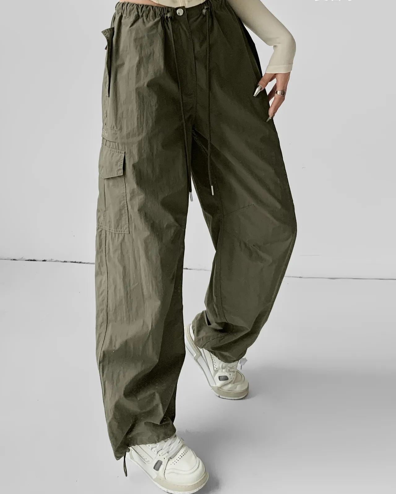 American Drawstring Overalls Women - Army Green