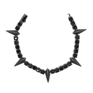 Hip Hop Full Rhinestone Zircon Punk Bracelet Ornament - Black Gold Black Stone 16Cm