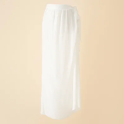Vacation Chiffon Printed Tie dye Lace up Beach Wrap Skirt White - Shop at LoveMi