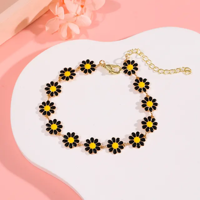 Drip Oil Bracelet Women's High End Daisy Black - Shop at LoveMi