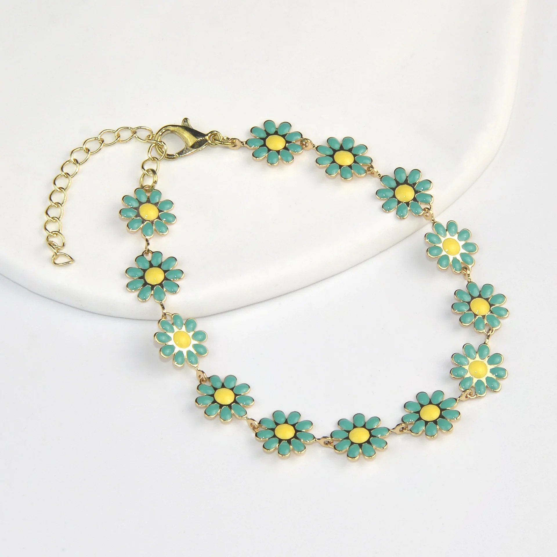 Drip Oil Bracelet Women's High End Daisy - Green