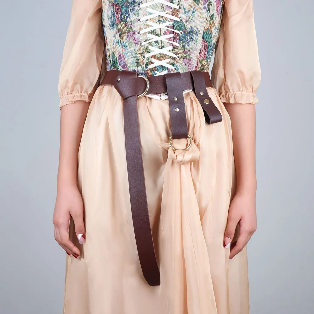 Leather Metal Double Ring Rural Clothing Brown Suit - Shop at LoveMi