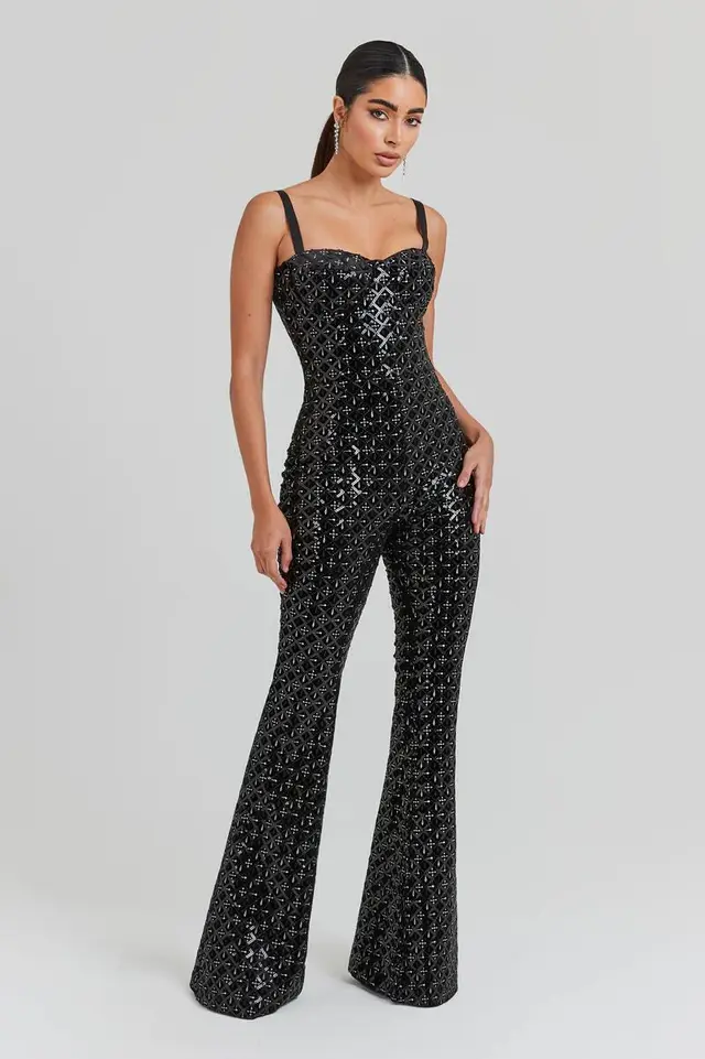 Fashion Women's Sequin Sling Tube Top Jumpsuit Black - Shop at LoveMi