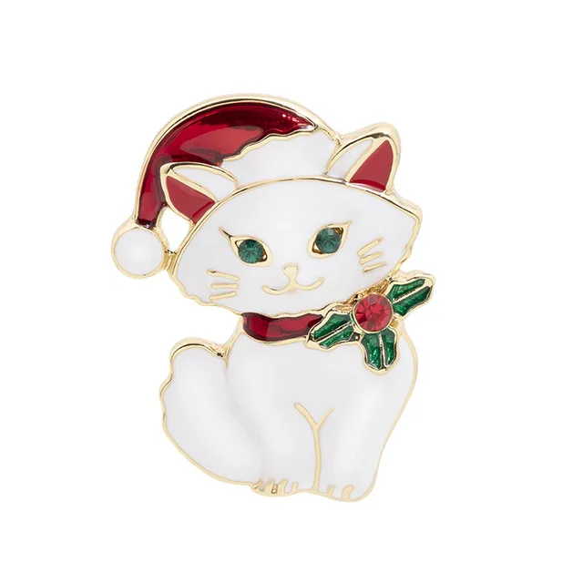 Cute Cat Christmas Hat Corsage Fashion Brooch C1776 - Shop at LoveMi