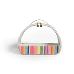 Straw Woven Transparent PVC Semicircle Cosmetic Bag Waterproof Rainbow Woven Toiletries Storage Bag - Rainbow