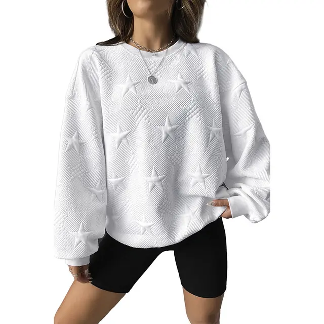 Casual Loose Round Neck Pullover Women White - Shop at LoveMi