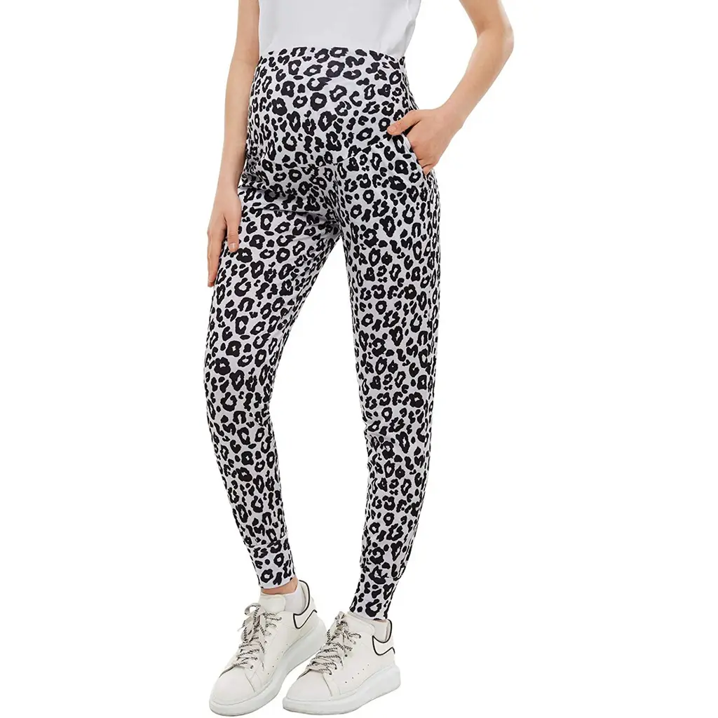 Pregnant Women Print Yoga Pants - Leopard Print