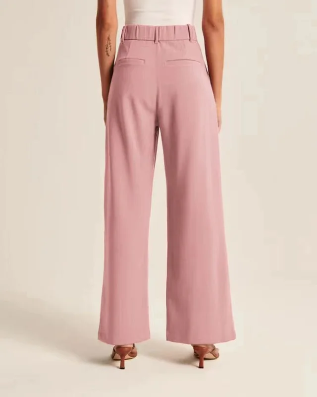 High Waist Wide Leg Pants With Belt Casual Suit Regular Pink - Shop at LoveMi
