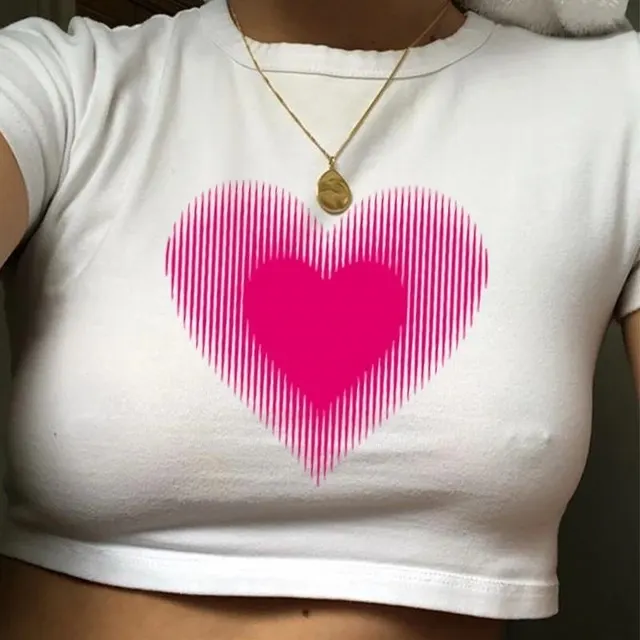 Short sleeved Women's Short T shirt Midriff Outfit Top White - Shop at LoveMi