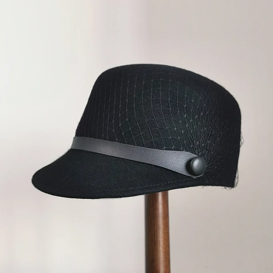 Women's Fashion Casual Mesh Decorative Peaked Hat - Black