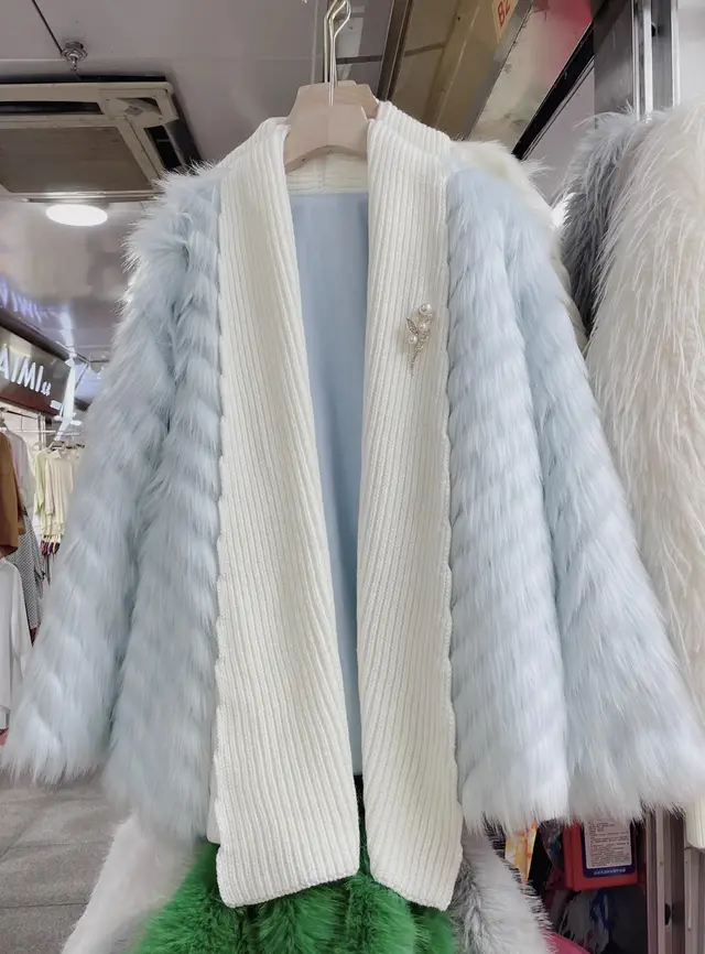 Autumn And Winter Women Imitation Mink Idle Style Jacket Blue - Shop at LoveMi
