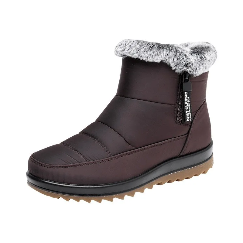 Winter Snow Boot With Side Zipper Fashion Warm Plush Ankle Boots Women's Fleece Short Shoes Black - Shop at LoveMi