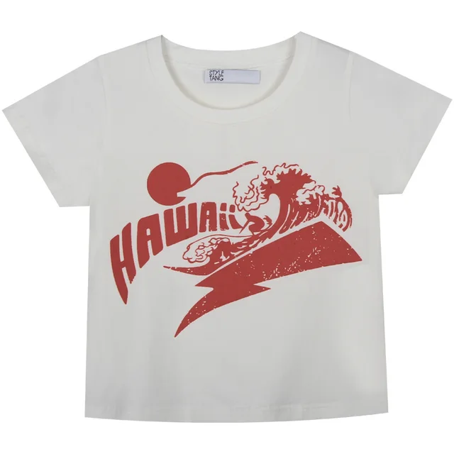 Women's Short Midriff-baring Short-sleeved T-shirt - White