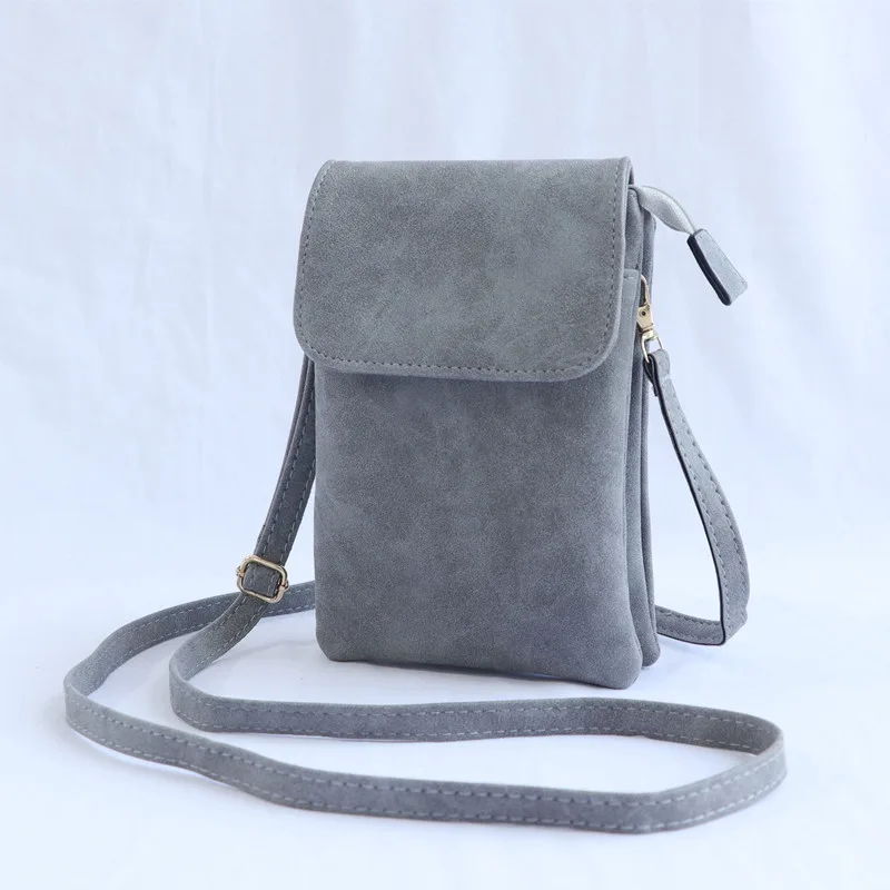 Retro Mini Multi-compartment Mobile Phone Shoulder Messenger Bag - Gray