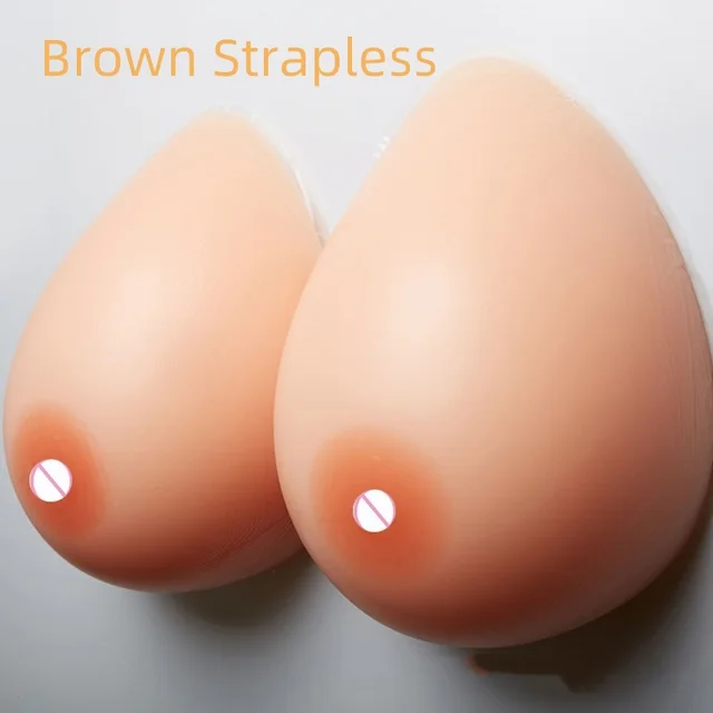 Silicone Breast Drop Shape Artificial Breast Simulation Fake Breast After Crossdressing Brown With Shoulder Strap - Shop at LoveMi