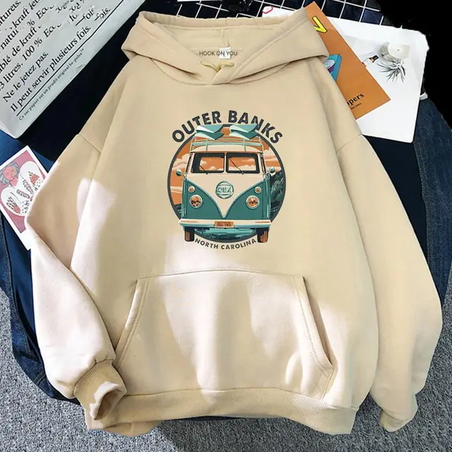 Car Cartoon Pattern Autumn And Winter Hoodie Apricot - Shop at LoveMi