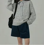 Lazy Cure Round Neck All-matching Sweater - Gray