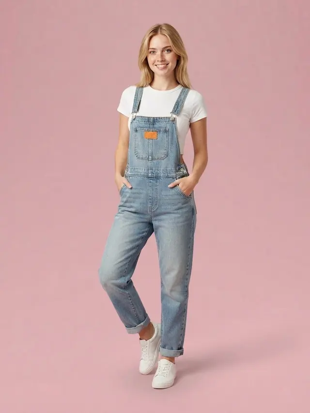 Light Wash Straight Leg Denim Overalls for Women Blue - Shop at LoveMi