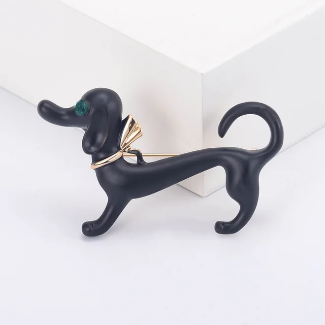 Cute Dripping Oil Sausage Dog Animal Pin Simple Same Style Breastpin Ornament 1461 Black - Shop at LoveMi