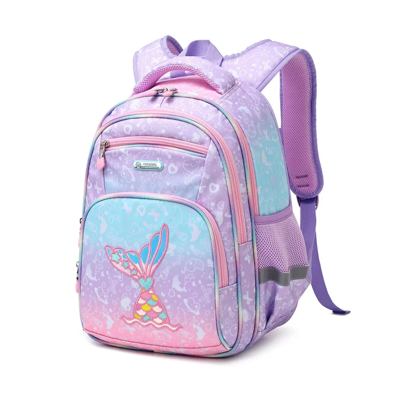 Primary School Boys Large Capacity Children's Backpack Space Schoolbag - Ocean Fishtail-16 Inch