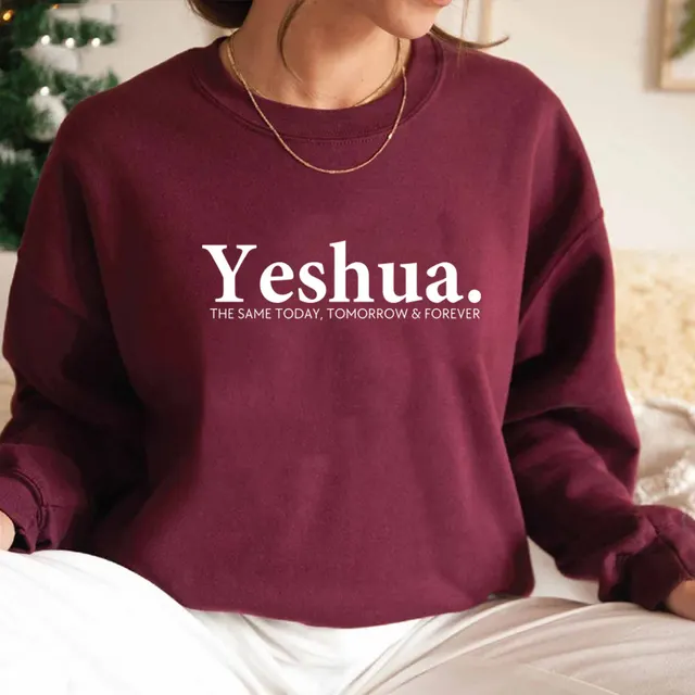 Vintage Yeshua Christian Sweatshirt Christian Apparel Faith Burgundy - Shop at LoveMi