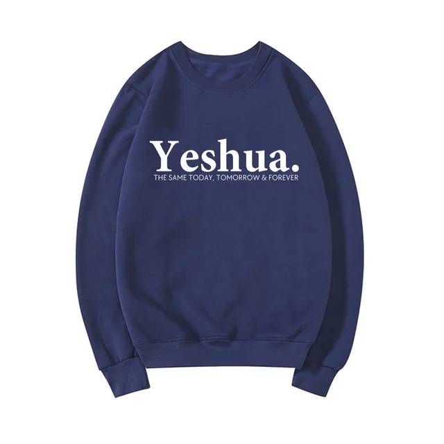 Vintage Yeshua Christian Sweatshirt Christian Apparel Faith Navyblue - Shop at LoveMi