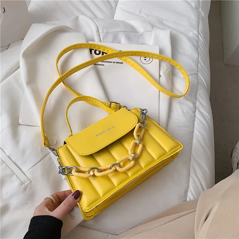 Women's Fashion Chain Crossbody Shoulder Bag Yellow - Shop at LoveMi