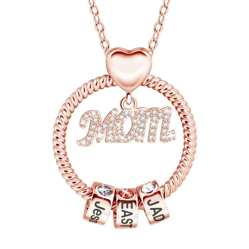 Engraved Diamond 12 Birthday Stone Necklace For Women Rose Gold - Shop at LoveMi